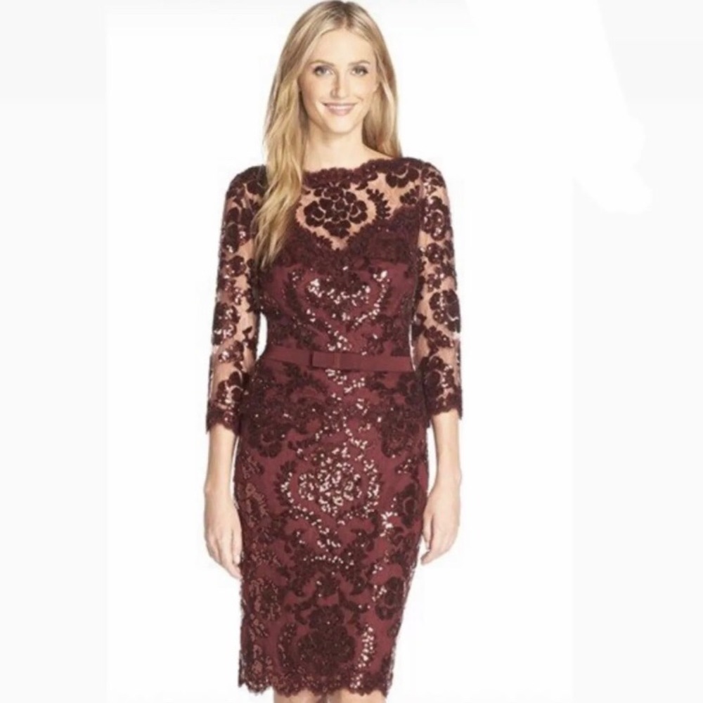 Tadashi Shoji Burgundy Sheath Dress size 10